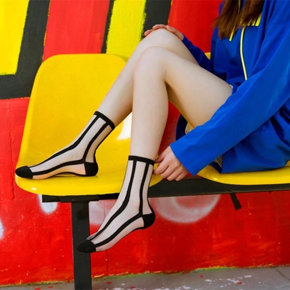 1 Mesh Fishnet Socks Mixed Fiber Transparent Stretch Elastic Ankle Net Yarn Thin - Picture 15 of 16